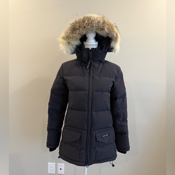 Canada Goose Solaris Parka Navy Blue XS 3034L with Fur - Picture 1 of 16